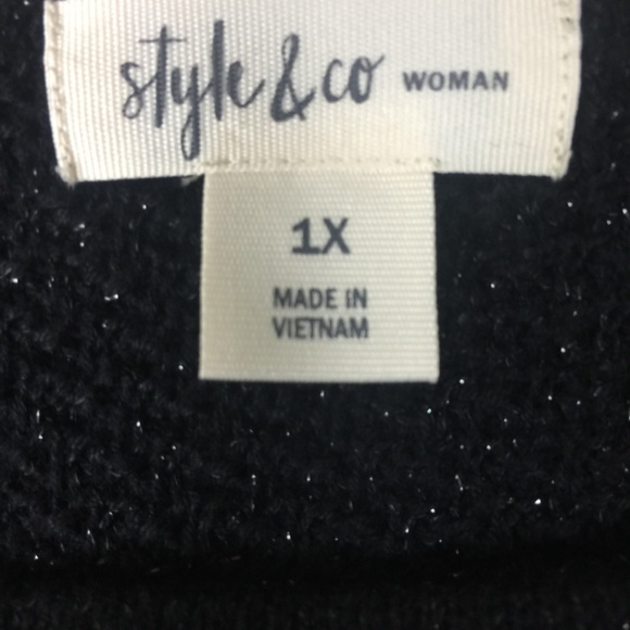 Style Co Lace-Up Lantern-Sleeve Deep Black Sweater - Picture 5 of 8